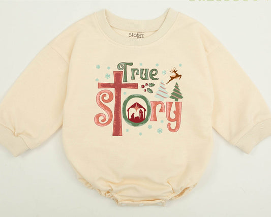 True Story Nativity Scene Christmas Sweatshirt, Festive Family Matching Holiday Outfit, Baby Toddler Xmas Tee, Jesus is the Reason, Cute Kids Clothes
