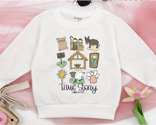 Vintage Christmas Nativity Sweatshirt: Family Matching Holiday Outfits 