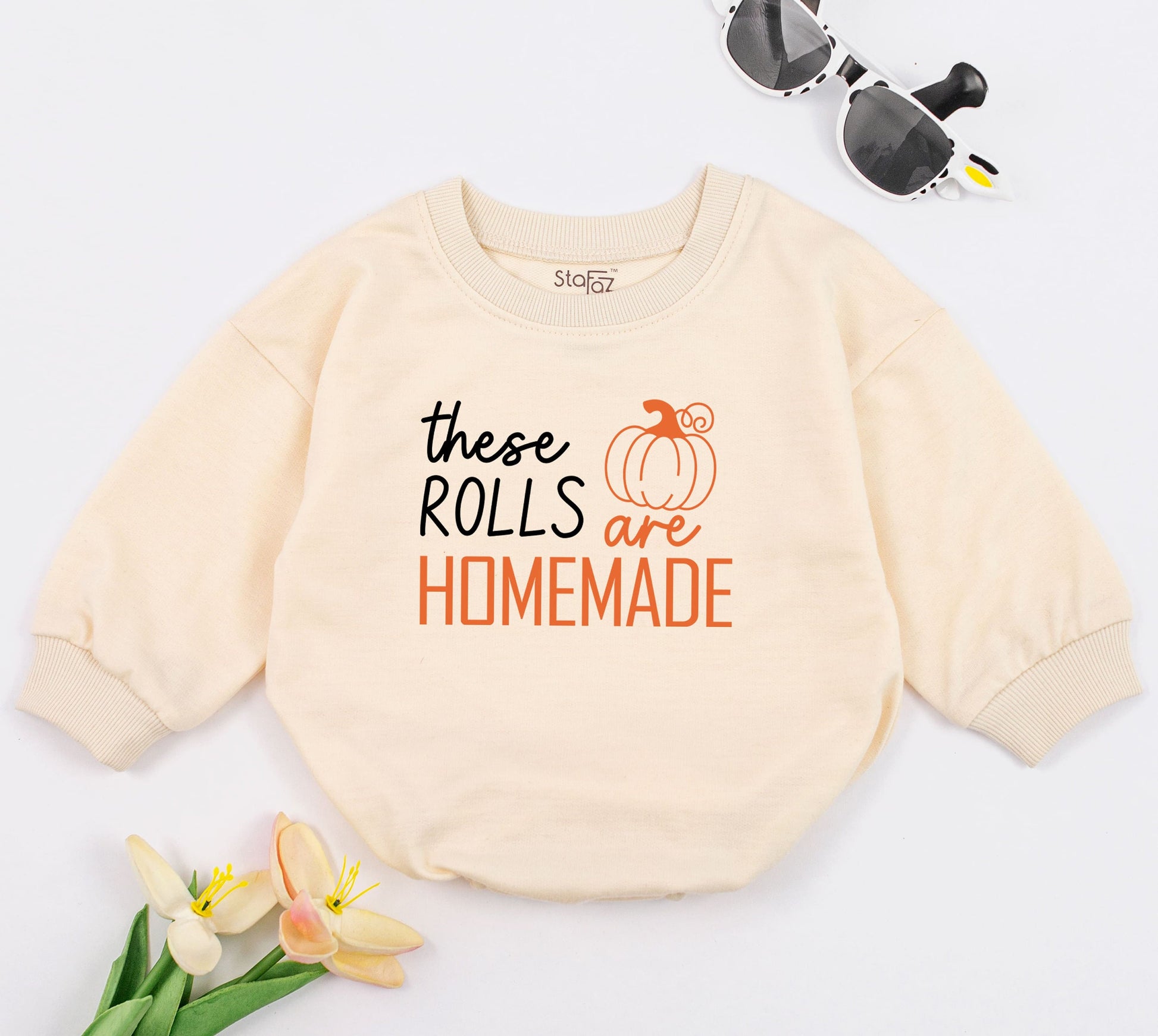 Funny These Rolls Are Homemade Baby Bodysuit Retro Fall Thanksgiving Outfit Pumpkin Patch Infant Longsleeve Romper Autumn Kids Clothes Shower Gift