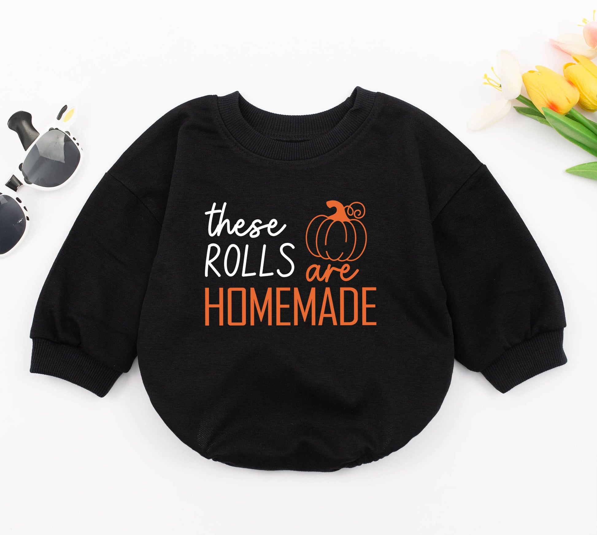 Funny These Rolls Are Homemade Baby Bodysuit Retro Fall Thanksgiving Outfit Pumpkin Patch Infant Longsleeve Romper Autumn Kids Clothes Shower Gift