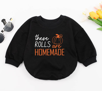 Funny These Rolls Are Homemade Baby Bodysuit Retro Fall Thanksgiving Outfit Pumpkin Patch Infant Longsleeve Romper Autumn Kids Clothes Shower Gift