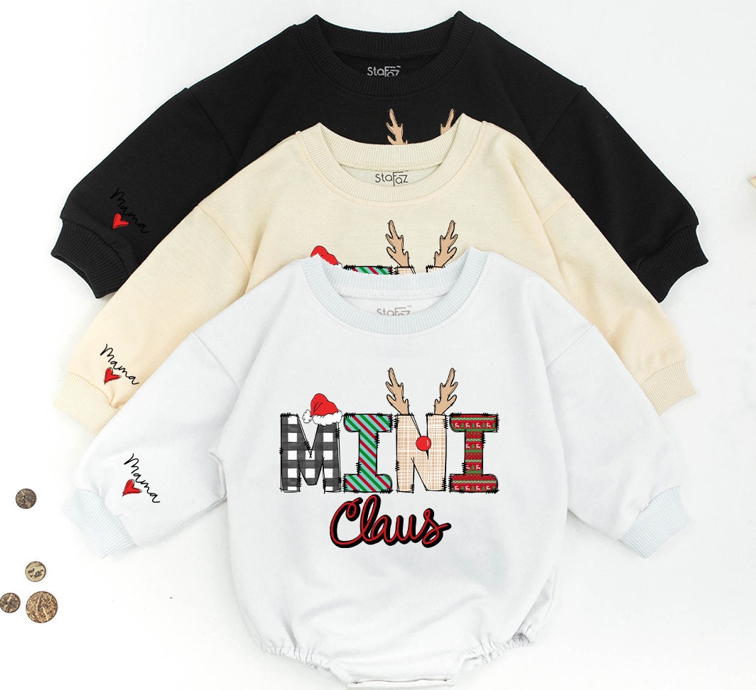 Personalized Mama & Mini Claus Christmas Sweatshirt Custom Name Gigi Claus Family Mommy and Me Holiday Gift