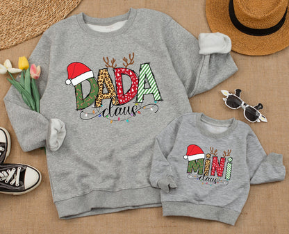 Mama & Mini Claus Matching Christmas Sweatshirts, Winter Holiday Family Outfits, Mom & Baby Sweaters, Christmas Tree Shirt, Cozy Family Gift Idea (139)