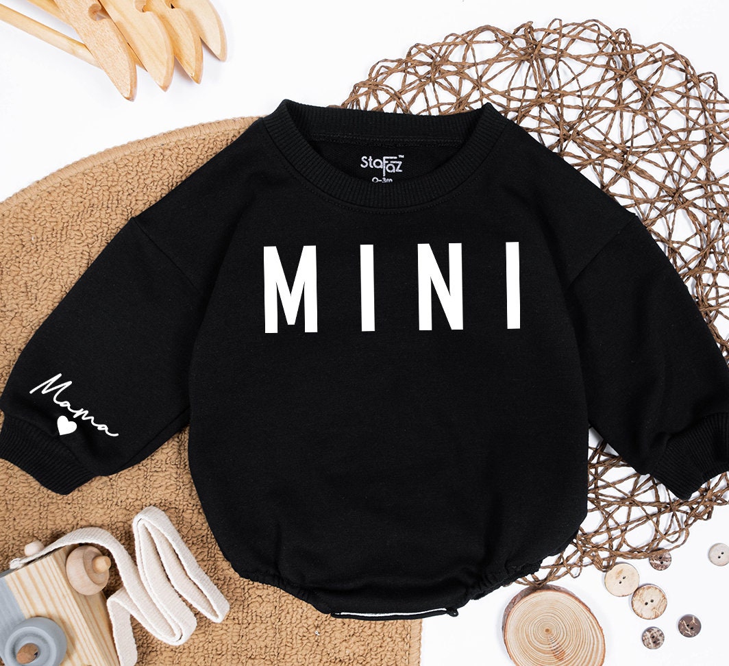 Personalized Mama and Mini Sweatshirt Matching Family Christmas Outfit Baby Girl Romper Custom Name Cozy Winter Gift