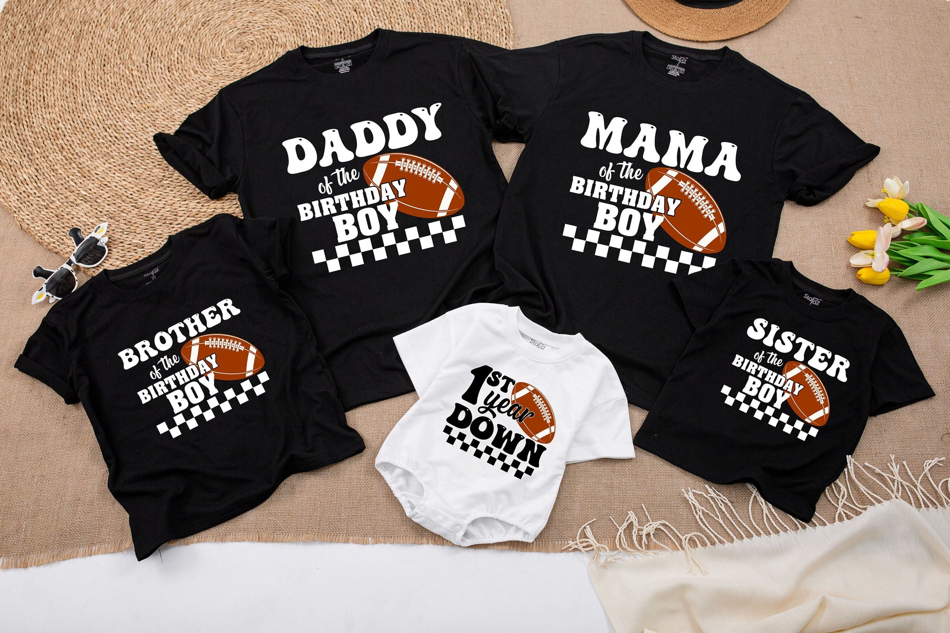 Football First Birthday Matching Family Shirts MVP First Down Birthday Outfit Mommy and Me First Birthday Party Celebration