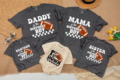 Football First Birthday Matching Family Shirts MVP First Down Birthday Outfit Mommy and Me First Birthday Party Celebration