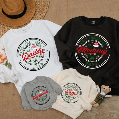 Personalized First Christmas Family Sweatshirt Custom Name Baby Toddler Mommy & Me Matching Holiday Outfit Warm Cozy Gift