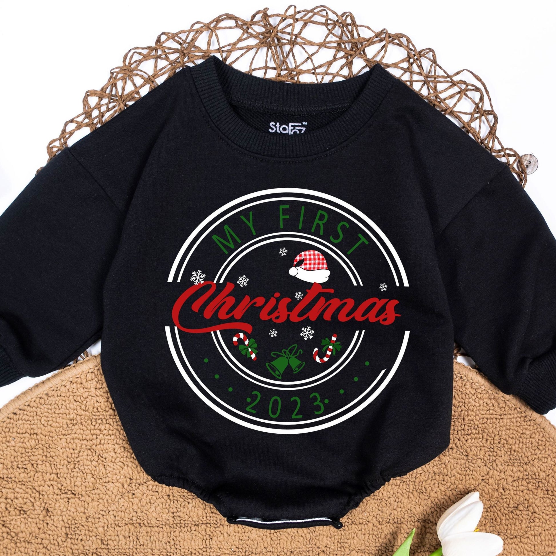 Personalized First Christmas Family Sweatshirt Custom Name Baby Toddler Mommy & Me Matching Holiday Outfit Warm Cozy Gift