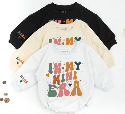 Personalized Mama & Mini Retro Sweatshirt Set, Groovy Family Matching Outfits, In My Era, Baby Romper, Mom & Me Winter Gift