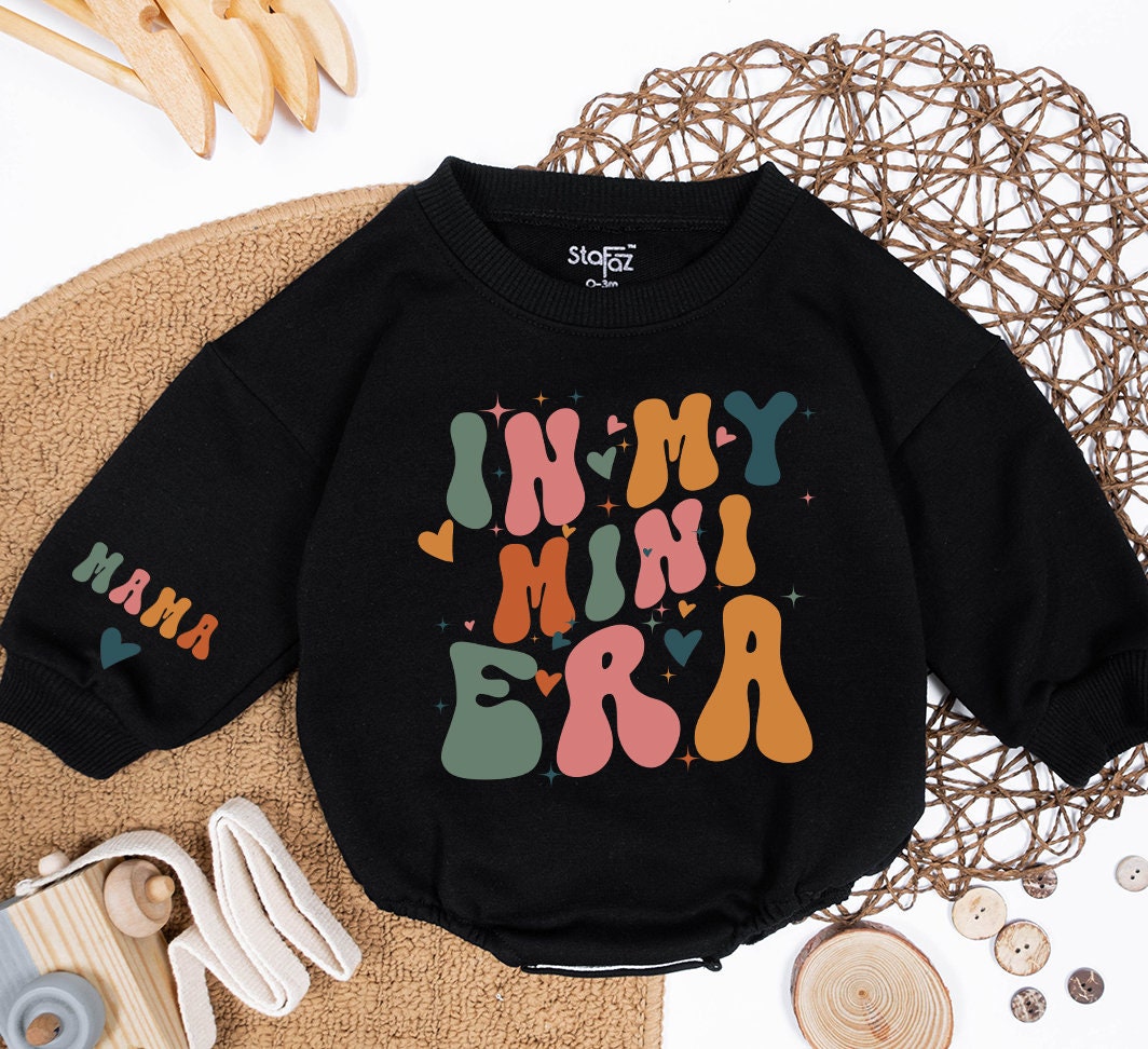 Personalized Mama & Mini Retro Sweatshirt Set, Groovy Family Matching Outfits, In My Era, Baby Romper, Mom & Me Winter Gift