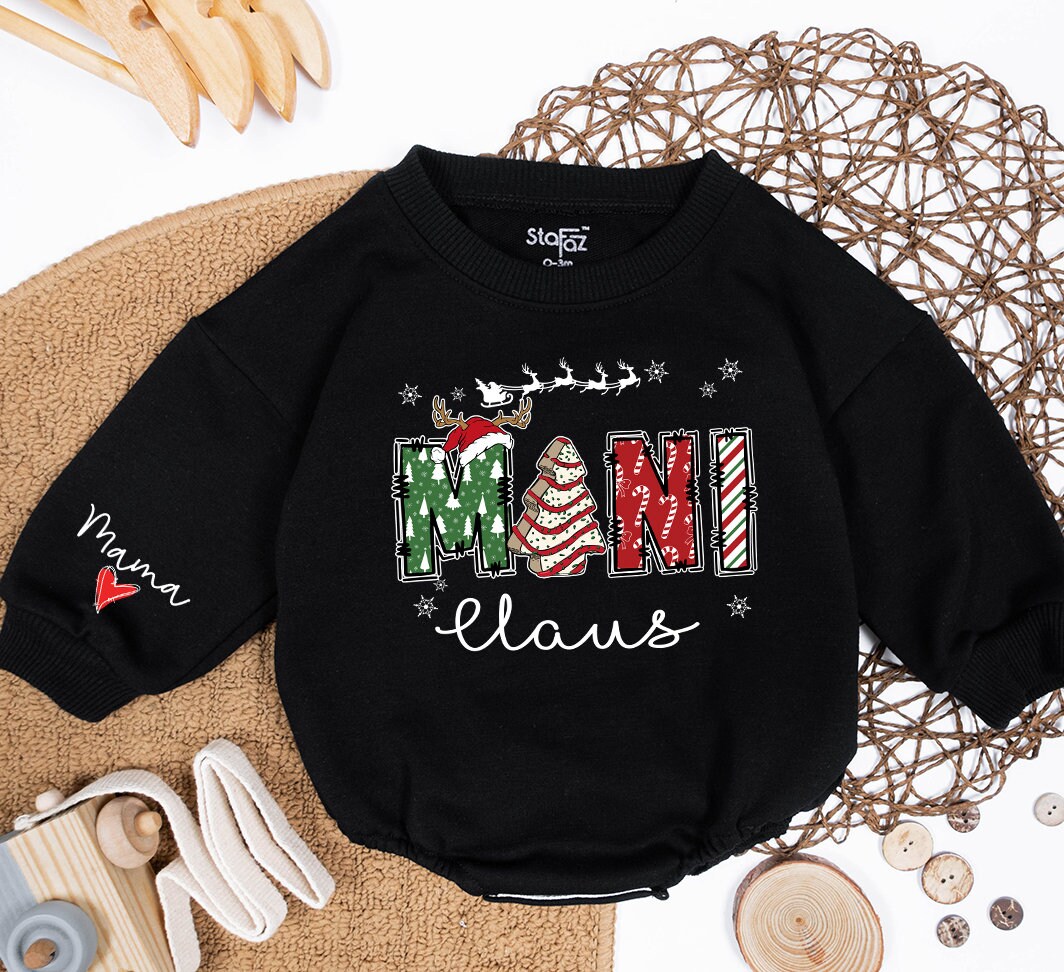 Personalized Mama Mini Gigi Claus Family Christmas Sweatshirt festive candy cane star reindeer sleigh design holiday cozy gift
