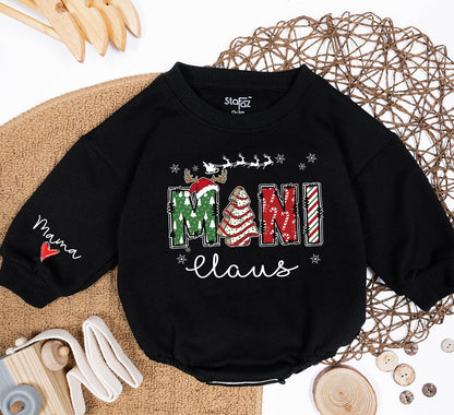 Personalized Mama Mini Gigi Claus Family Christmas Sweatshirt festive candy cane star reindeer sleigh design holiday cozy gift