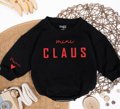 Mama Claus & Mini Claus Christmas Sweatshirt Family Matching Set, Red Festive Design, Personalized Name Gift
