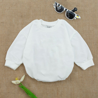 Customized Design Baby Romper Long Sleeve Bodysuit Cotton Shower Gift Coming Home Outfit Newborn Infant Announcement Bubble Modern Minimalist