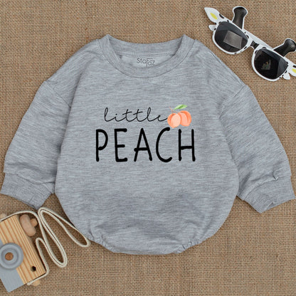 Peach Baby Romper - Cute Little Peach Baby Girl Bodysuit Fruit Summer Outfit Newborn Gift Boho Style Vegan Baby Clothing