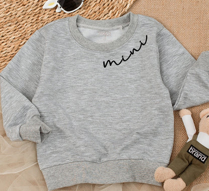 Custom Mama and Mini Matching Sweatshirts Daughter Son Names Family Cozy Winter Apparel Retro Christmas Gift Baby Newborn Coming Home
