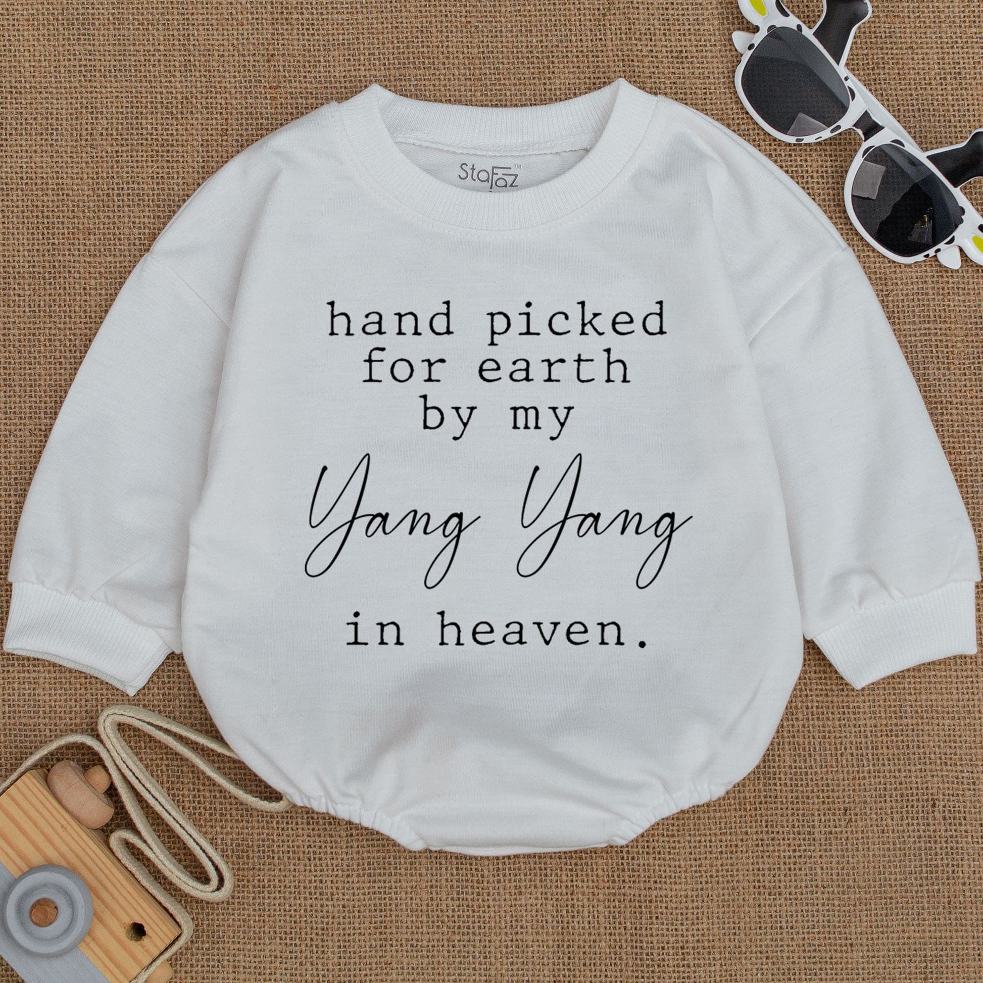 Hand Picked for Earth by My Grandma in Heaven Baby Romper Sentimental Newborn Announcement Outfit Baby Shower Gift Soft Cotton Minimalist Design