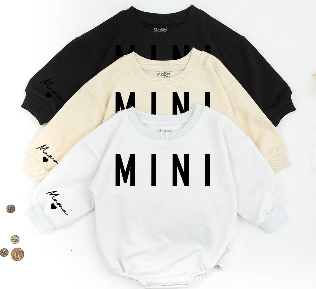 Personalized Mama and Mini Sweatshirt Matching Family Christmas Outfit Baby Girl Romper Custom Name Cozy Winter Gift