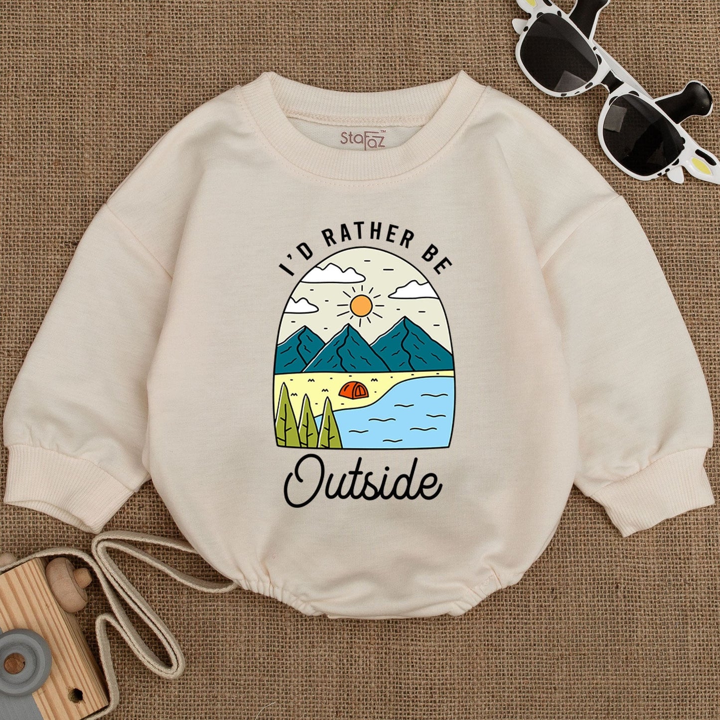 I'd Rather Be Outside Baby Bodysuit Mountains Adventure Infant Girl Boy Clothes Camping Gift Newborn Romper