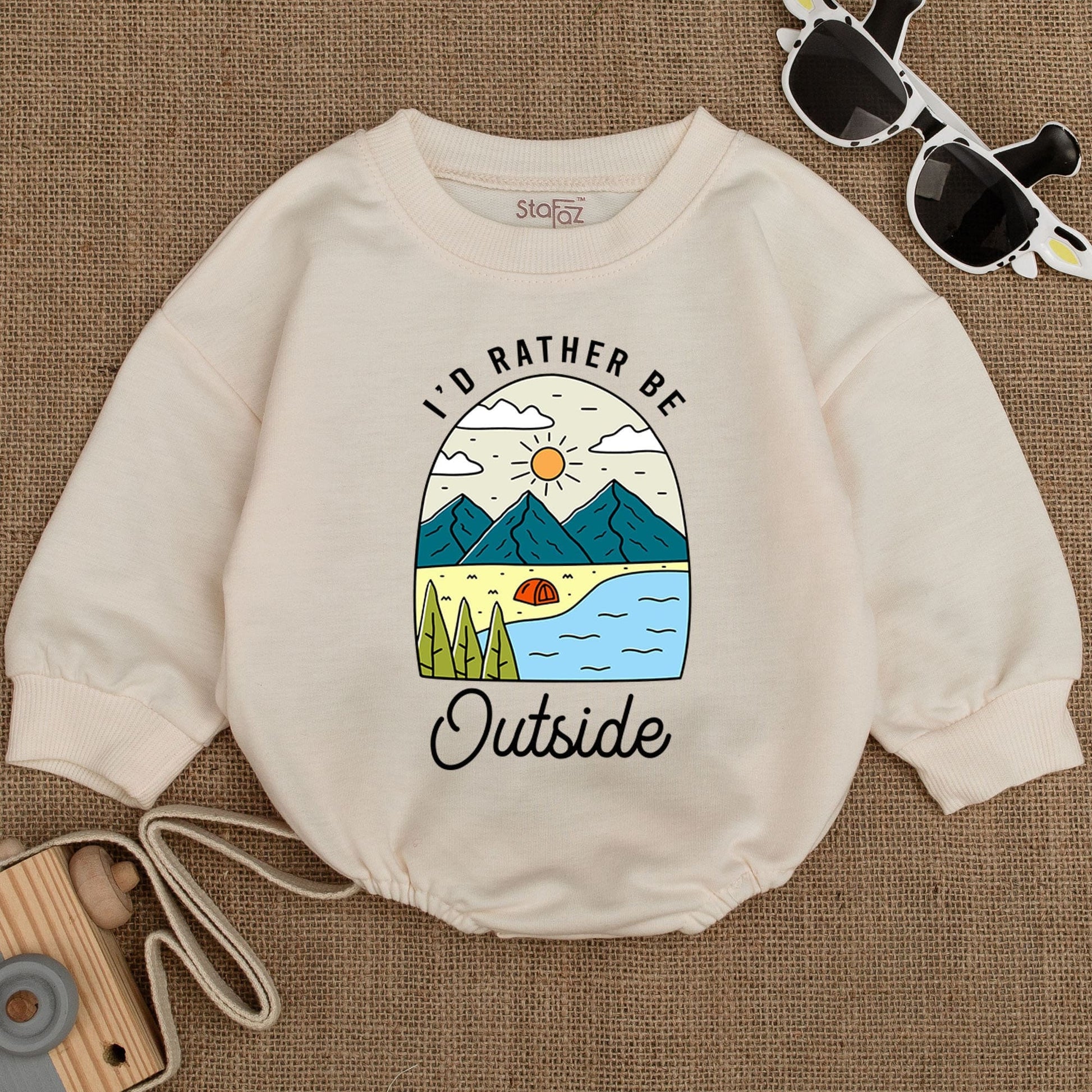 I'd Rather Be Outside Baby Bodysuit Mountains Adventure Infant Girl Boy Clothes Camping Gift Newborn Romper