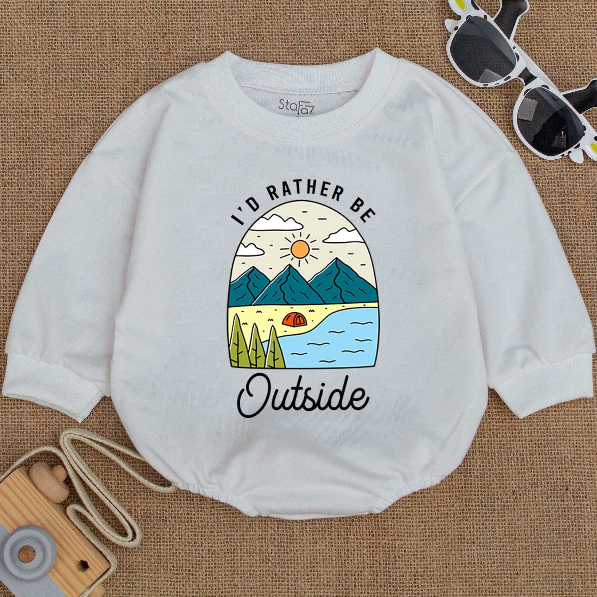 I'd Rather Be Outside Baby Bodysuit Mountains Adventure Infant Girl Boy Clothes Camping Gift Newborn Romper