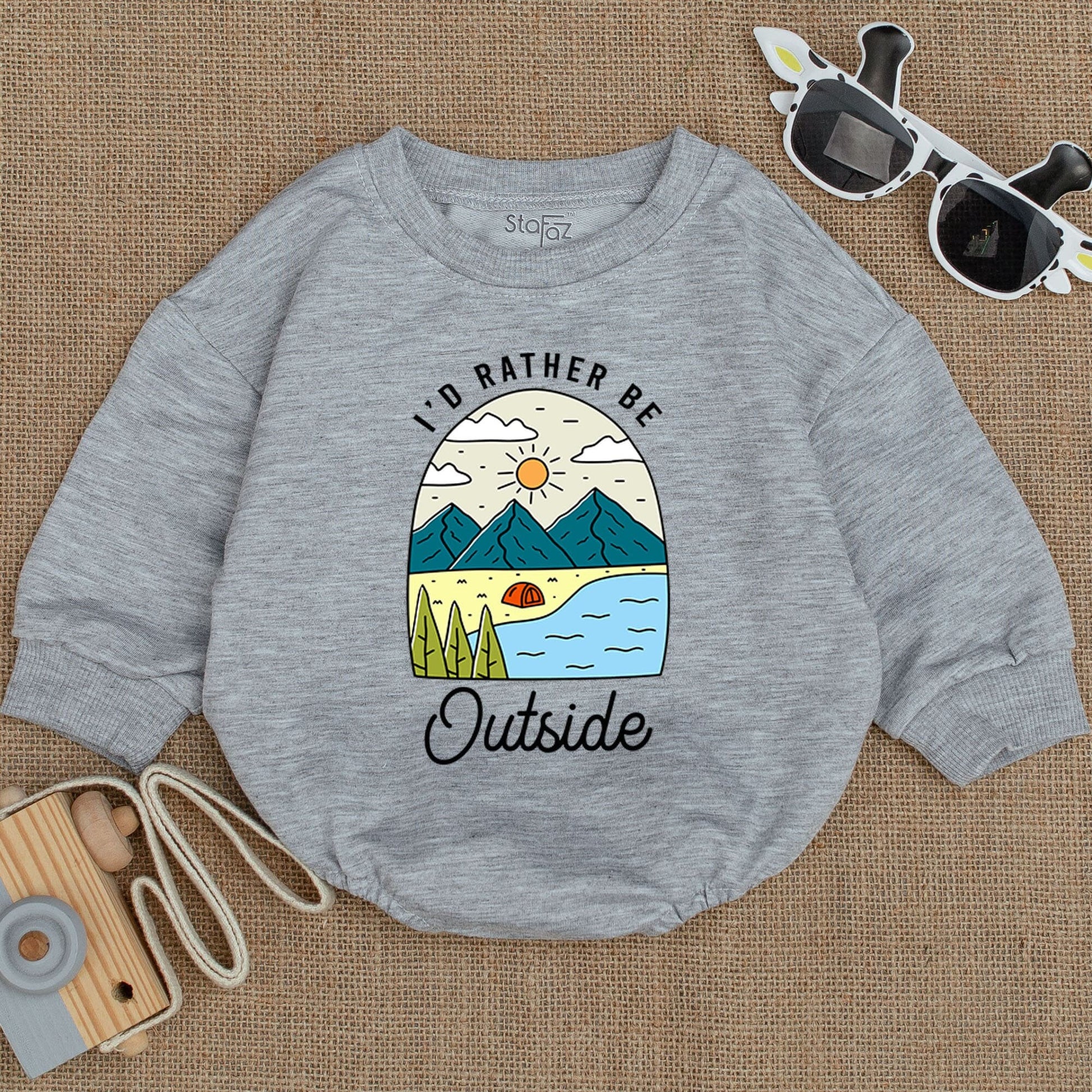 I'd Rather Be Outside Baby Bodysuit Mountains Adventure Infant Girl Boy Clothes Camping Gift Newborn Romper