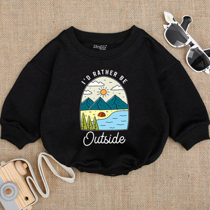 I'd Rather Be Outside Baby Bodysuit Mountains Adventure Infant Girl Boy Clothes Camping Gift Newborn Romper