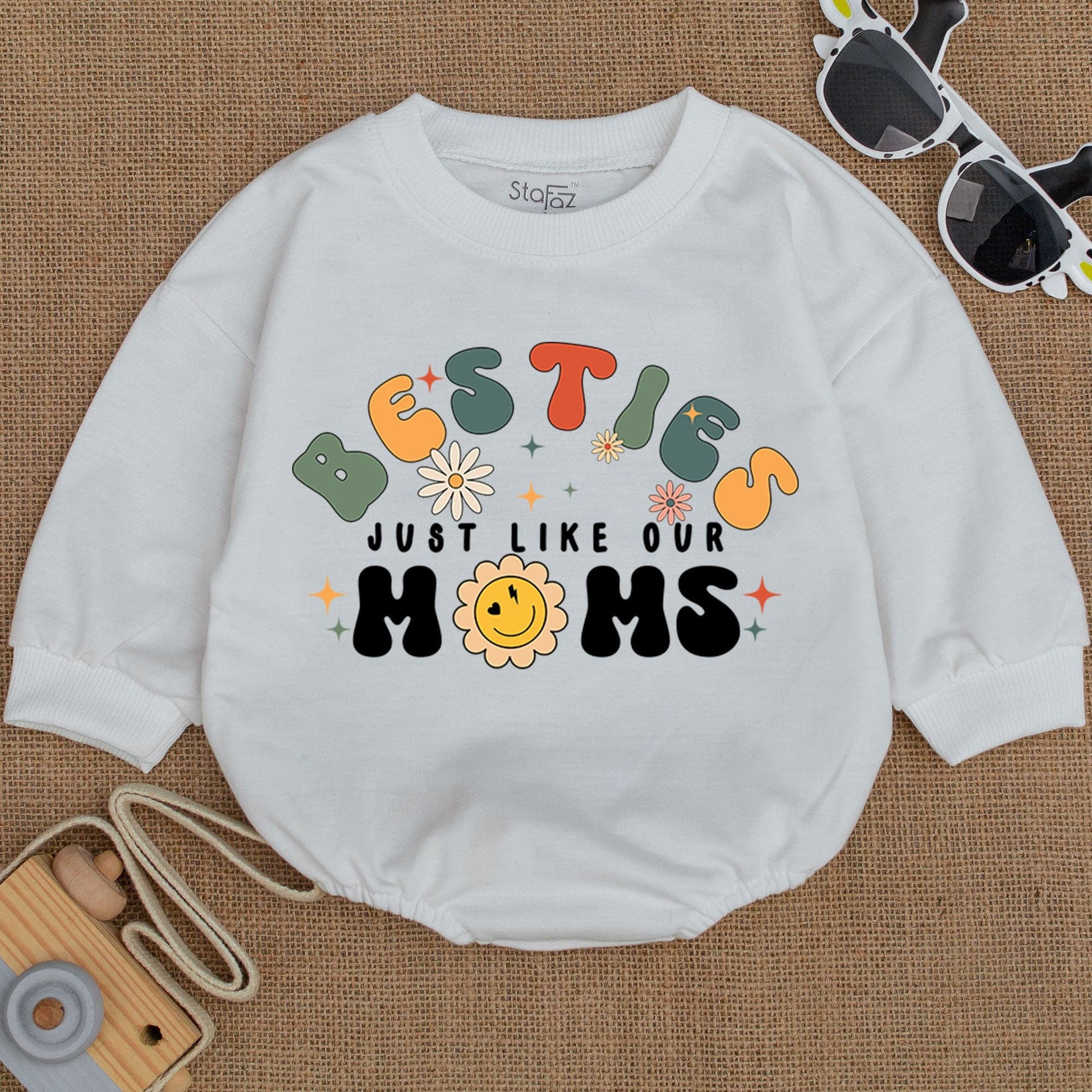 Besties Just Like Our Moms Baby Romper Matching Best Friends Outfit Bodysuit Newborn Infant Girl Boy Clothes Soft Comfortable Baby Shower Gift