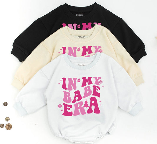 Personalized In My Mama Era Matching Family Christmas Sweatshirts and Rompers Retro Boho Groovy Flower Vintage Apparel Gift Idea