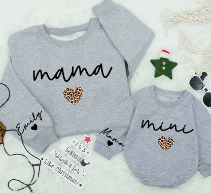 Personalized Mama and Mini Matching Sweatshirt Christmas Family Outfit Daughter Kid Baby Girl Romper Gift