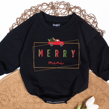 Matching Mama Mini Christmas Sweatshirts Merry Red Truck Family Holiday Outfit Comfortable Mother Daughter Winter Leopard Print