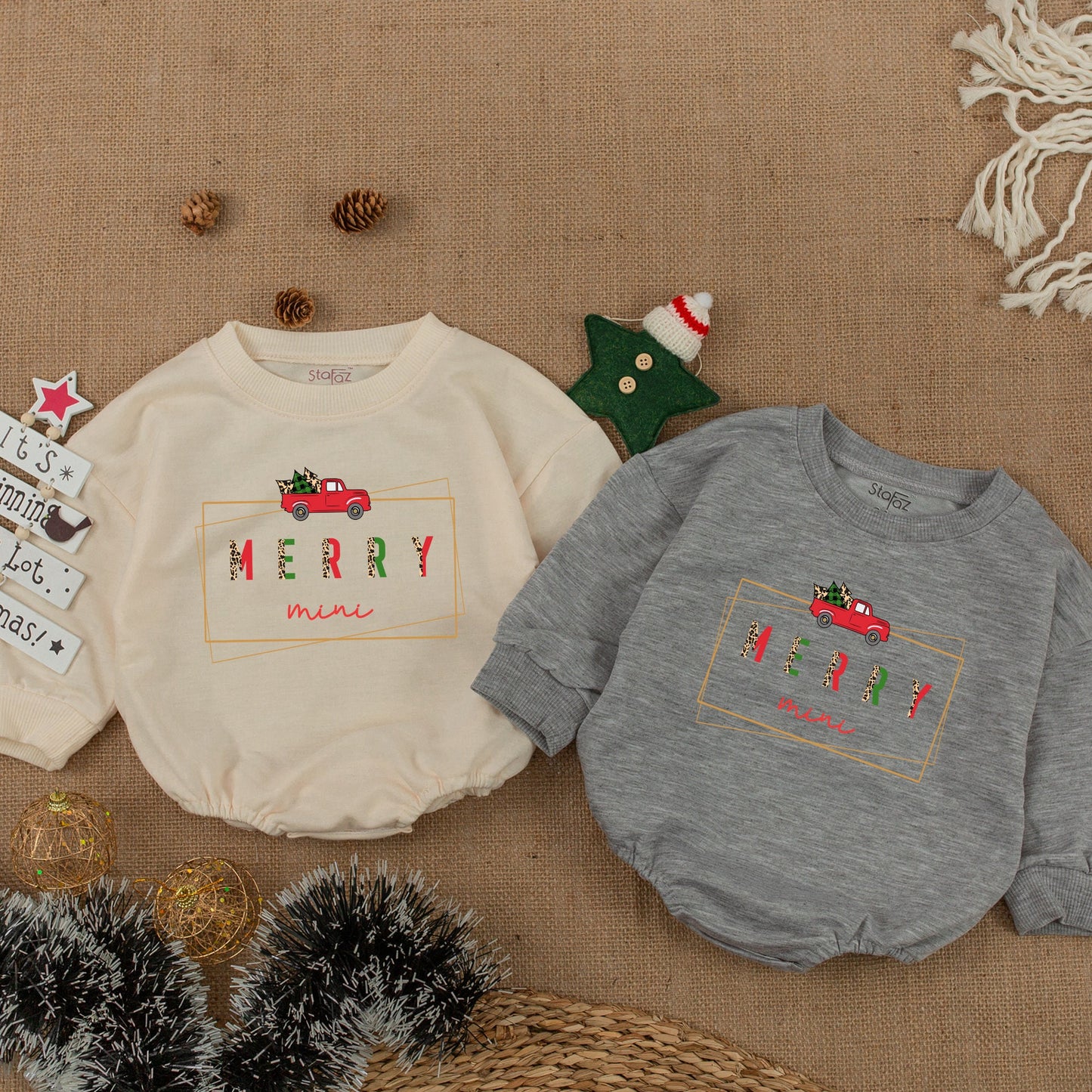 Matching Mama Mini Christmas Sweatshirts Merry Red Truck Family Holiday Outfit Comfortable Mother Daughter Winter Leopard Print