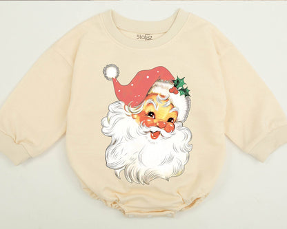 Merry Christmas Santa Face Family Matching Sweatshirt for Babies Kids and Adults Vintage Retro Holiday Winter Apparel Soft Comfortable Gift