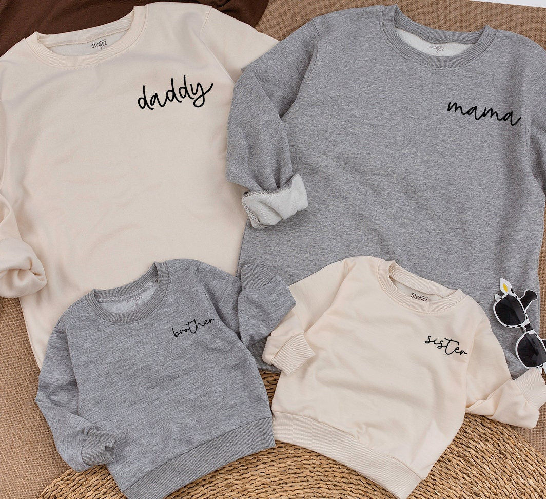 Personalized Mama and Mini Matching Sweatshirts for Family Christmas | Mom & Baby Girl Outfits | Daughter Kid Winter Gift