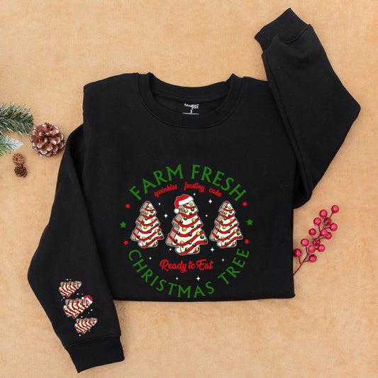 Farm Fresh Christmas Tree Cakes & Sprinkles Sweatshirt, Festive Holiday Sweater, Christmas Tree Farm Shirt for a Merry Christmas & New Year Gift! (137 chars)