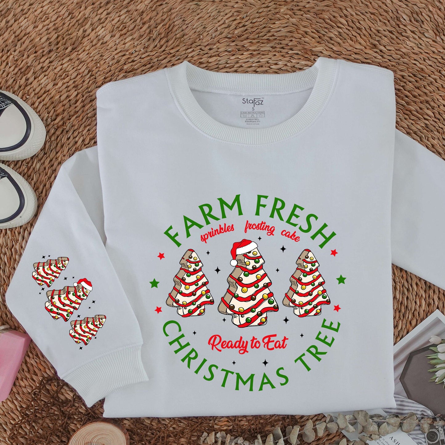 Farm Fresh Christmas Tree Cakes & Sprinkles Sweatshirt, Festive Holiday Sweater, Christmas Tree Farm Shirt for a Merry Christmas & New Year Gift! (137 chars)