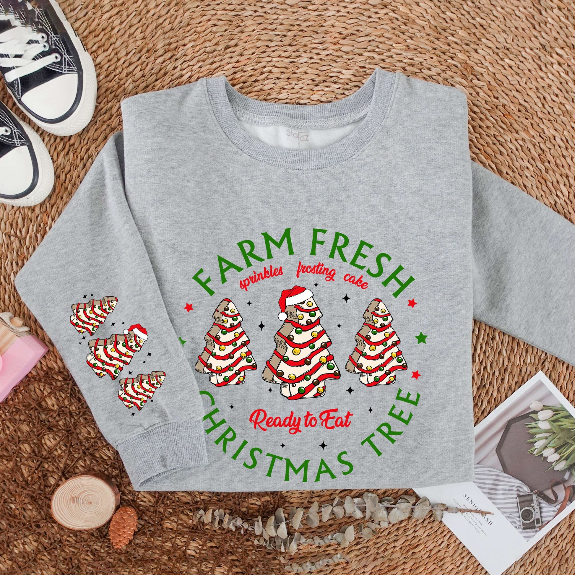 Farm Fresh Christmas Tree Cakes & Sprinkles Sweatshirt, Festive Holiday Sweater, Christmas Tree Farm Shirt for a Merry Christmas & New Year Gift! (137 chars)