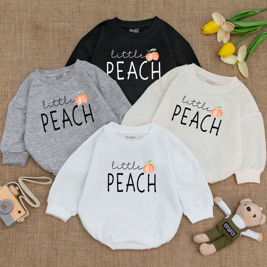 Peach Baby Romper - Cute Little Peach Baby Girl Bodysuit Fruit Summer Outfit Newborn Gift Boho Style Vegan Baby Clothing