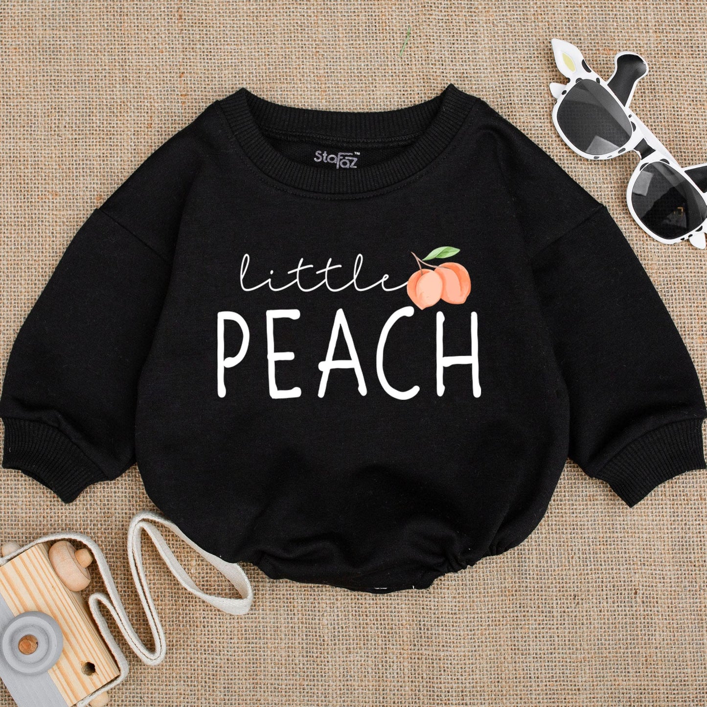 Peach Baby Romper - Cute Little Peach Baby Girl Bodysuit Fruit Summer Outfit Newborn Gift Boho Style Vegan Baby Clothing