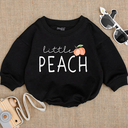 Peach Baby Romper - Cute Little Peach Baby Girl Bodysuit Fruit Summer Outfit Newborn Gift Boho Style Vegan Baby Clothing
