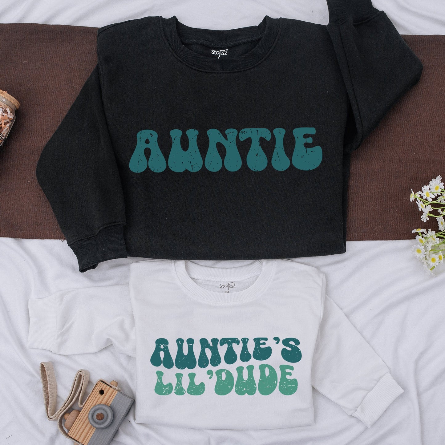 Personalized Auntie and Little Dude Sweatshirt Aunt Niece Nephew Matching Outfit Baby Shower Birthday Gift for Aunt