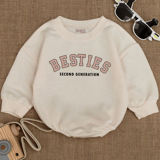 Second Generation Besties Baby Girl Romper Matching Outfit Besties Like Our Moms Cotton Bubble Newborn Infant Shower Gift