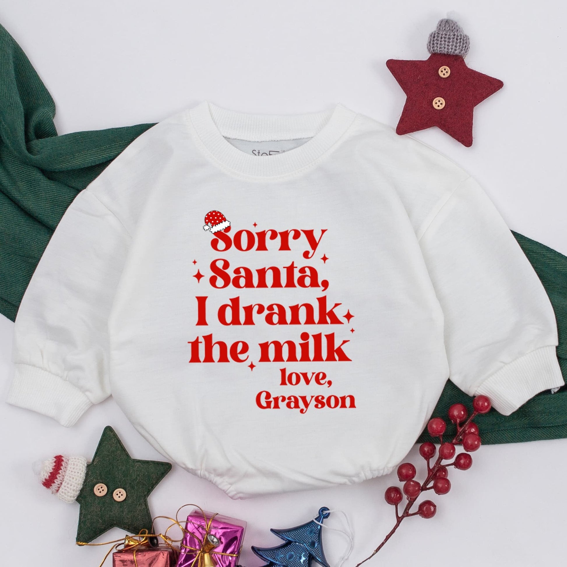 Sorry Santa I Drank the Milk Christmas Baby Romper Infant Girl Boy Outfit Cozy Warm Red Holiday Clothes First Christmas Gift