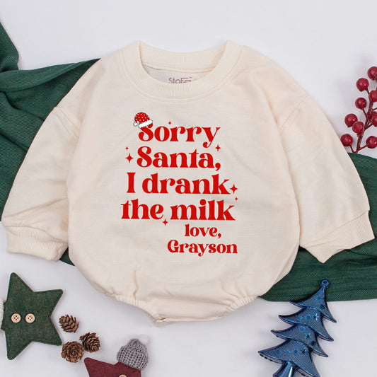 Sorry Santa I Drank the Milk Christmas Baby Romper Infant Girl Boy Outfit Cozy Warm Red Holiday Clothes First Christmas Gift