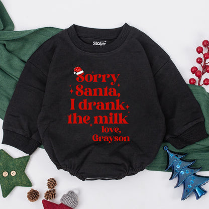 Sorry Santa I Drank the Milk Christmas Baby Romper Infant Girl Boy Outfit Cozy Warm Red Holiday Clothes First Christmas Gift