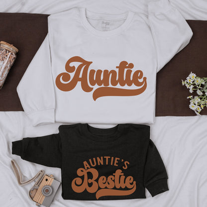 Custom Auntie and Bestie Sweatshirts Matching Family Gifts for Auntie and Me Baby Shower Cute Kid Apparel