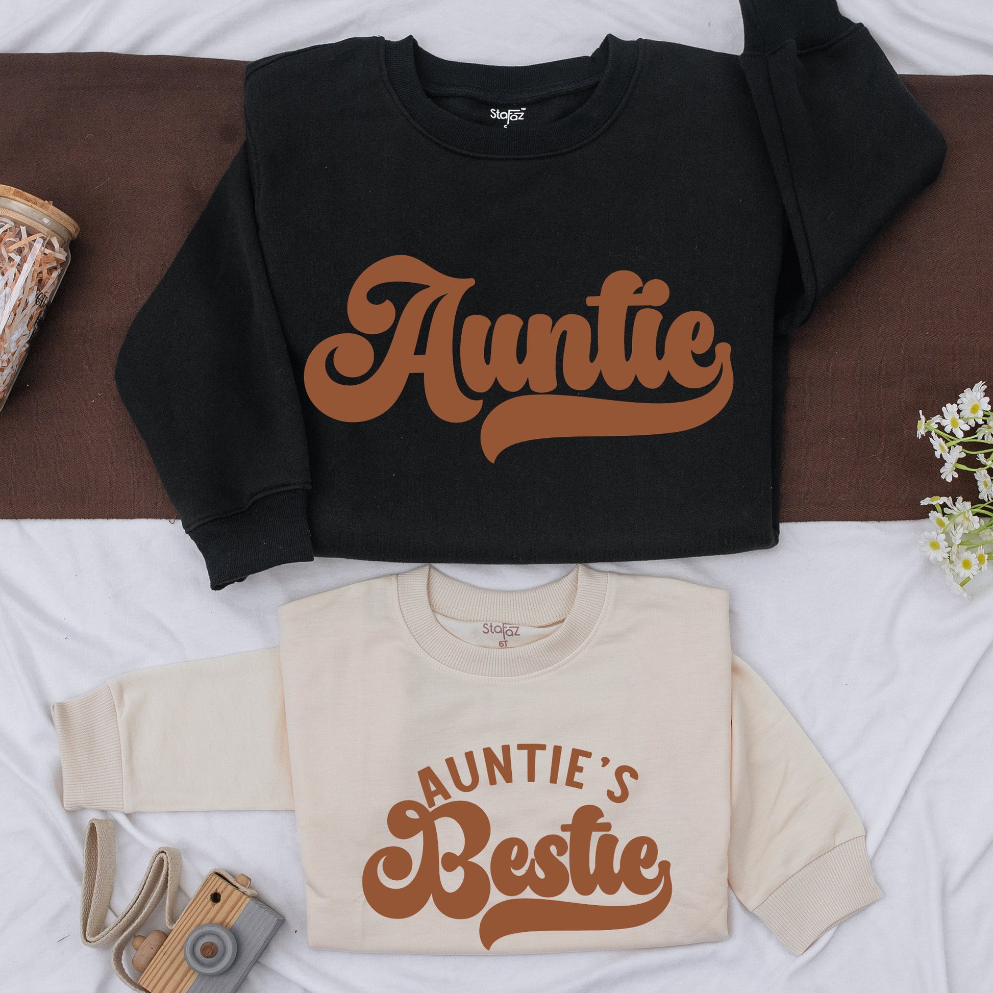 Custom Auntie and Bestie Sweatshirts Matching Family Gifts for Auntie and Me Baby Shower Cute Kid Apparel