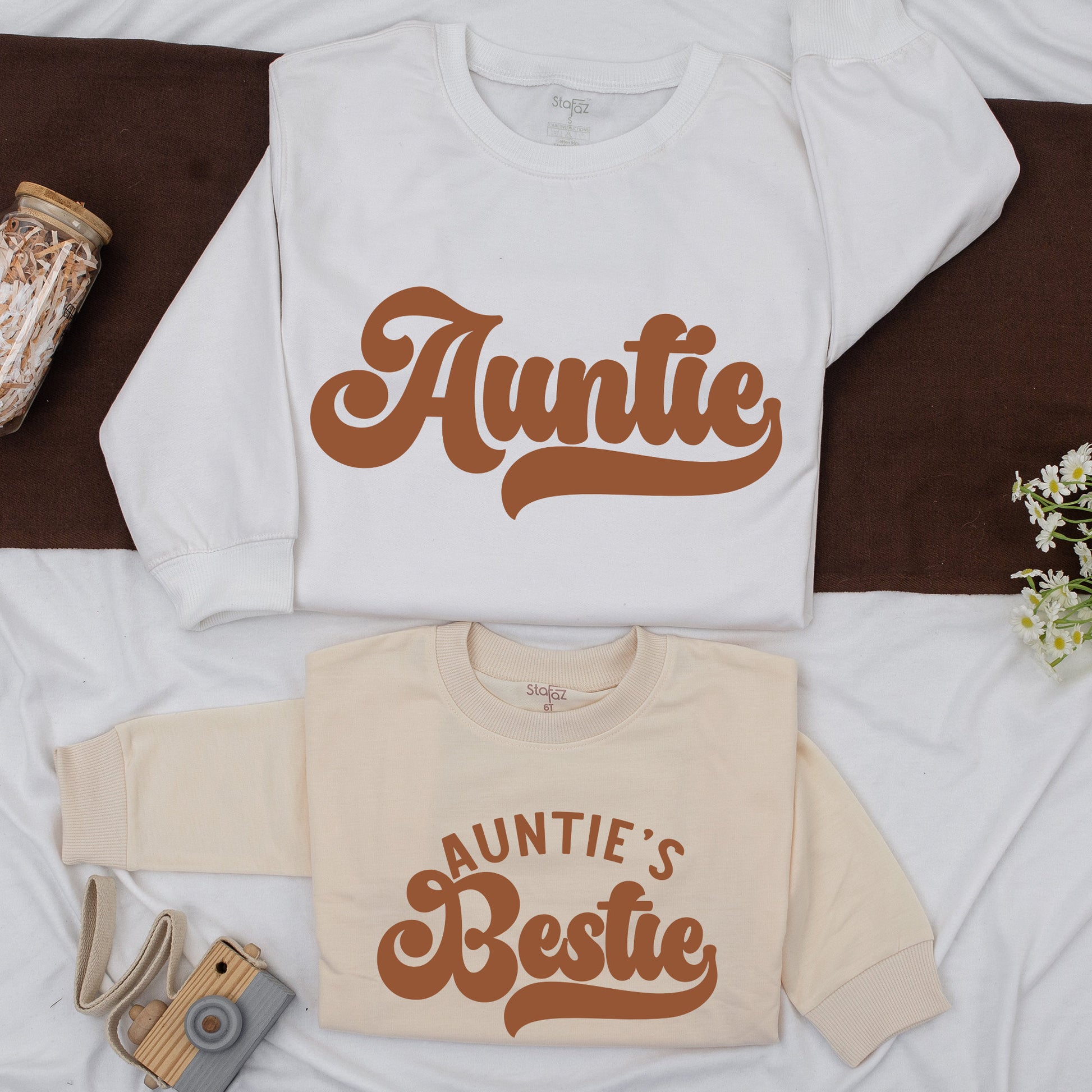 Custom Auntie and Bestie Sweatshirts Matching Family Gifts for Auntie and Me Baby Shower Cute Kid Apparel