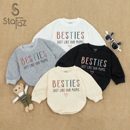 Besties For Life Baby Romper Set - Just Like Our Moms! Matching Bodysuit Outfits for Newborns & Infants, Cute Baby Girl Boy Clothes Gift Idea (139 chars)