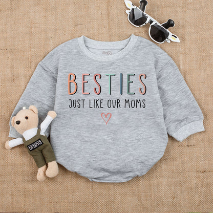 Besties For Life Baby Romper Set - Just Like Our Moms! Matching Bodysuit Outfits for Newborns & Infants, Cute Baby Girl Boy Clothes Gift Idea (139 chars)